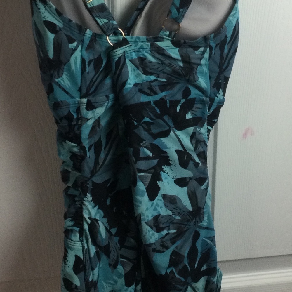 Teal Floral Print Swimsuit - Picture 9 of 11